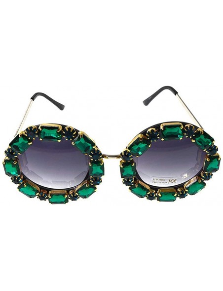 Round Rhinestone Diamond Exaggerated Sunglasses Personality - Green - CB18YIAKZ9L $12.29