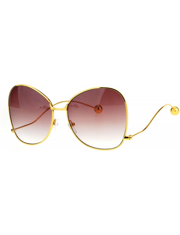 Butterfly Womens Ball Tip Arm Drop Temple Butterfly Metal Rim Sunglasses - Burgundy Smoke - CB17XWD66YG $12.56