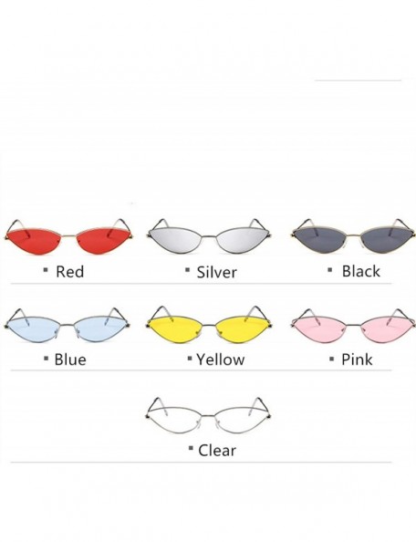 Square Cute Sexy Cat Eye Sunglasses Women Retro Small Black Red Pink Cateye Sun Glasses Female Vintage Shades For - Blue - C7...