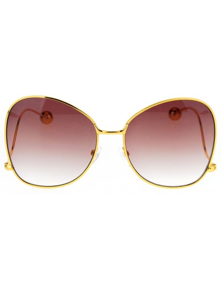 Butterfly Womens Ball Tip Arm Drop Temple Butterfly Metal Rim Sunglasses - Burgundy Smoke - CB17XWD66YG $12.56