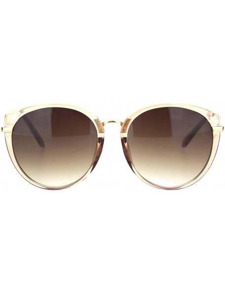 Cat Eye Womens Chic Round Cat Eye Designer Fashion Butterfly Sunglasses - Clear Peach Gradient Brown - CA18OQWWK8L $12.27