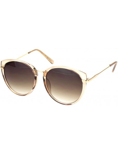 Cat Eye Womens Chic Round Cat Eye Designer Fashion Butterfly Sunglasses - Clear Peach Gradient Brown - CA18OQWWK8L $12.27