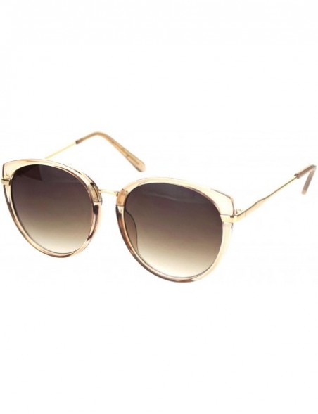 Cat Eye Womens Chic Round Cat Eye Designer Fashion Butterfly Sunglasses - Clear Peach Gradient Brown - CA18OQWWK8L $12.27