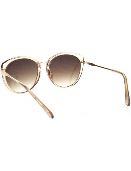 Cat Eye Womens Chic Round Cat Eye Designer Fashion Butterfly Sunglasses - Clear Peach Gradient Brown - CA18OQWWK8L $12.27