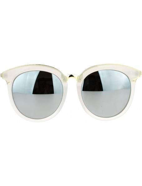 Wayfarer Womens Oversize Round Horn Rim Retro Sunglasses - White Mirror - C612ITP9GQN $25.43