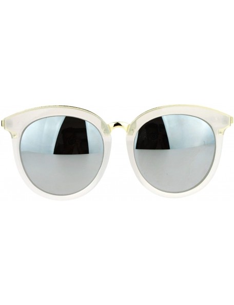 Wayfarer Womens Oversize Round Horn Rim Retro Sunglasses - White Mirror - C612ITP9GQN $11.61