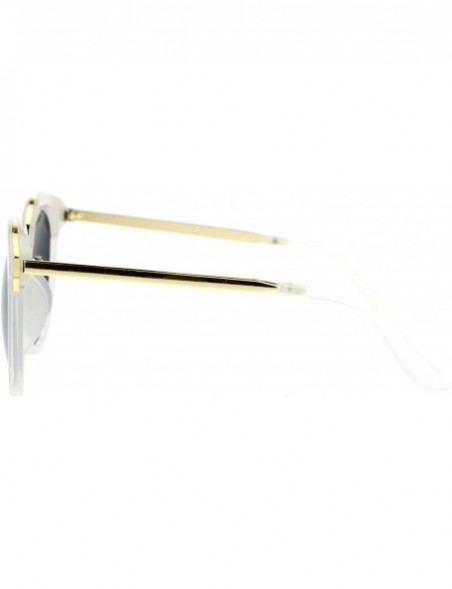 Wayfarer Womens Oversize Round Horn Rim Retro Sunglasses - White Mirror - C612ITP9GQN $11.61