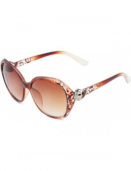 Oversized Retro Polarized Sunglasses Eye for Women PC Resin UV 400 Protection Sunglasses - Brown Floral - C218SAS5Z85 $29.21