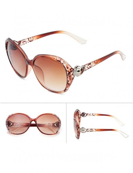 Oversized Retro Polarized Sunglasses Eye for Women PC Resin UV 400 Protection Sunglasses - Brown Floral - C218SAS5Z85 $13.66