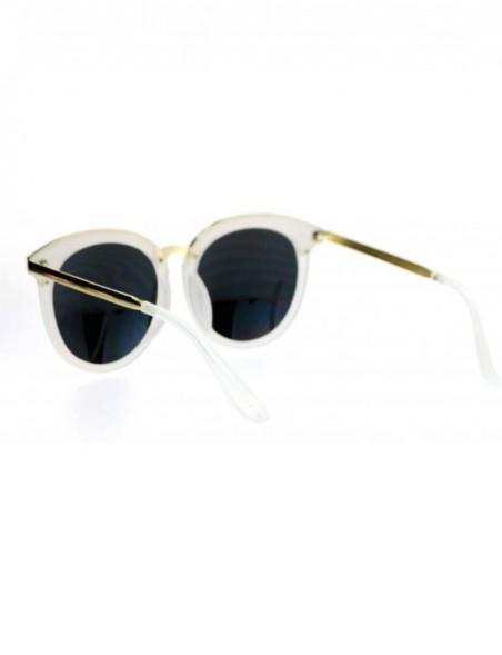 Wayfarer Womens Oversize Round Horn Rim Retro Sunglasses - White Mirror - C612ITP9GQN $11.61