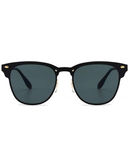 Square Fashion Rivet Sunglasses Women Men Vintage Metal Frame Driving Sun glasses - Gold/Green - CD197XYM04K $14.79