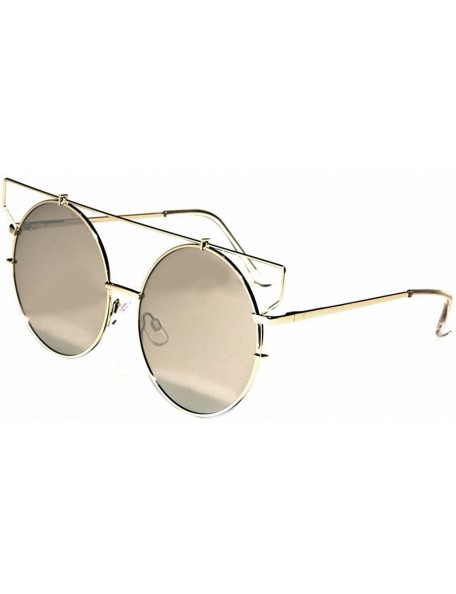 Round Women Oversize Round Flat Lens Mirrored Sunglasses - Silver / Silver - CI17YTLGRO0 $9.00