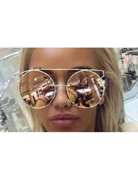 Round Women Oversize Round Flat Lens Mirrored Sunglasses - Silver / Silver - CI17YTLGRO0 $9.00