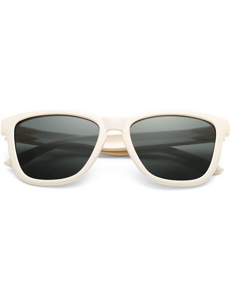 Sport Polarized Sunglasses for Women Men- Classic Vintage Square Sun Glasses - G beige White Frame/Grey Lens - CM194YAWO0X $1...
