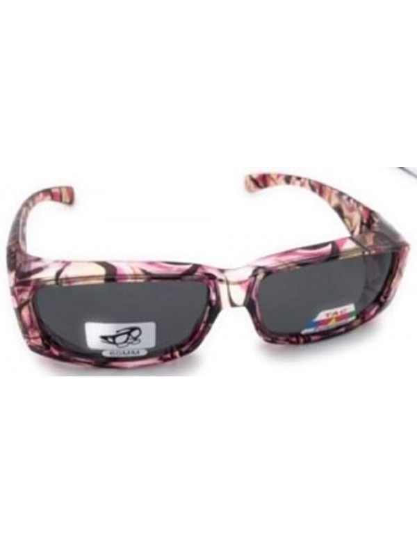 Goggle Polarized Lenscovers Fit Wear Over Glasses Rectangular Sunglasses - 60mm - Pink - C31979XYRID $16.76