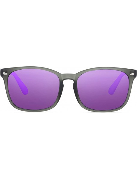 Square Classic Sunglasses for Men Women Trendy Sunglasses Color Mirror Lens Sun glasses - Purple - CO18Z2WGR79 $7.57