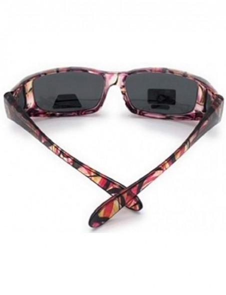 Goggle Polarized Lenscovers Fit Wear Over Glasses Rectangular Sunglasses - 60mm - Pink - C31979XYRID $16.76