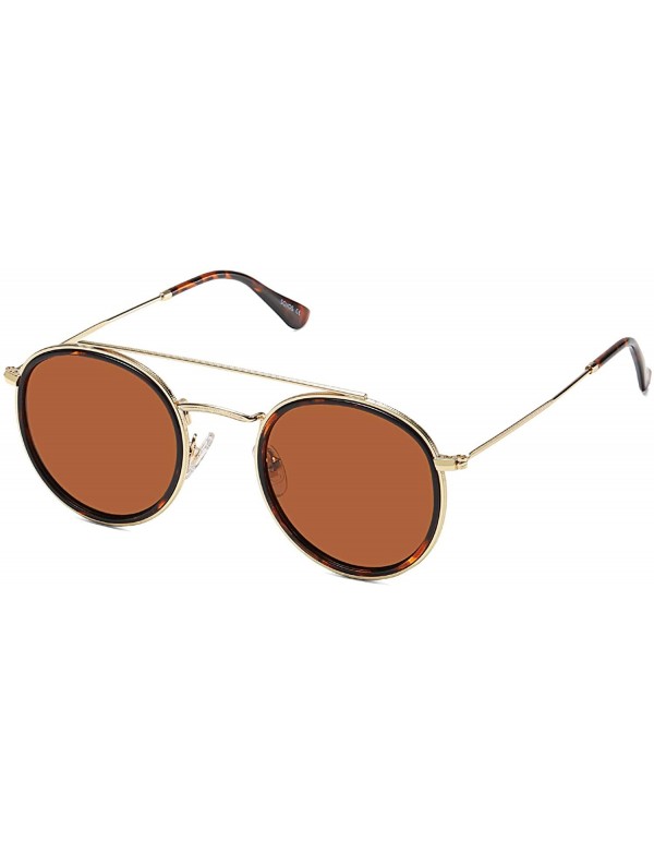 Rimless Small Retro Round Polarized Sunglasses UV400 Double Bridge Sunnies SUNSET SJ1104 - C1198H2RGWO $14.90