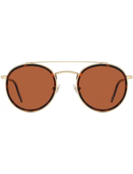 Rimless Small Retro Round Polarized Sunglasses UV400 Double Bridge Sunnies SUNSET SJ1104 - C1198H2RGWO $14.90