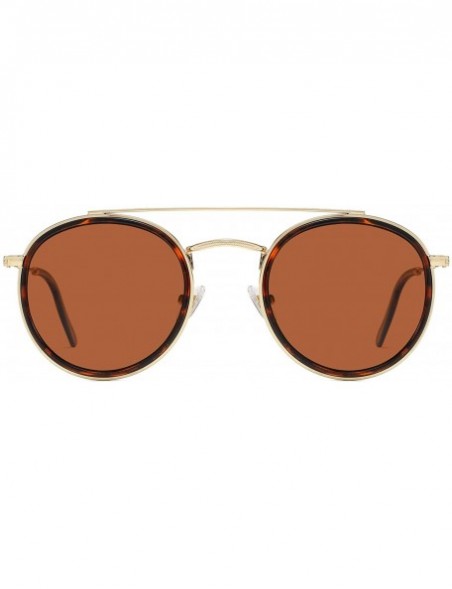 Rimless Small Retro Round Polarized Sunglasses UV400 Double Bridge Sunnies SUNSET SJ1104 - C1198H2RGWO $14.90