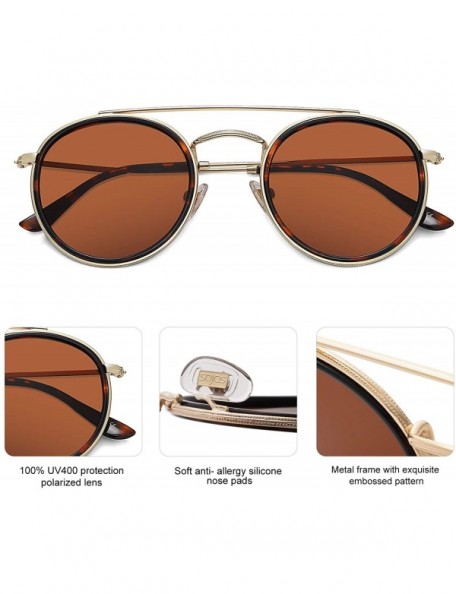 Rimless Small Retro Round Polarized Sunglasses UV400 Double Bridge Sunnies SUNSET SJ1104 - C1198H2RGWO $14.90