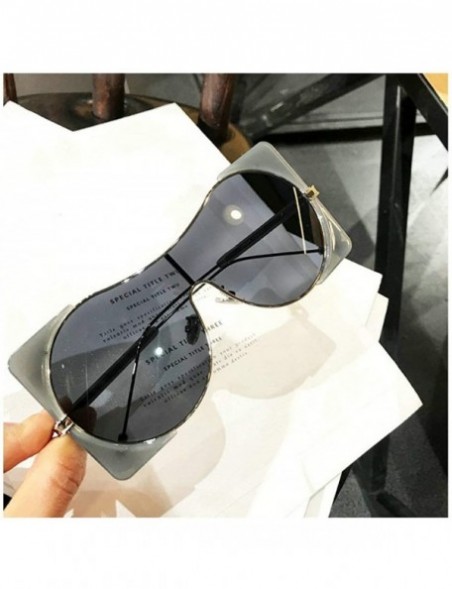 Rectangular Fashion trend Punk style Sunglasses for men Ladies Fashion One-piece Metal framed square sunglasses - Grey - CI18...