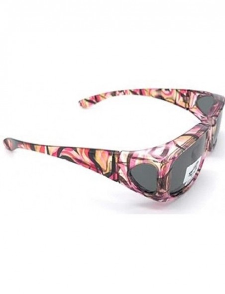 Goggle Polarized Lenscovers Fit Wear Over Glasses Rectangular Sunglasses - 60mm - Pink - C31979XYRID $16.76