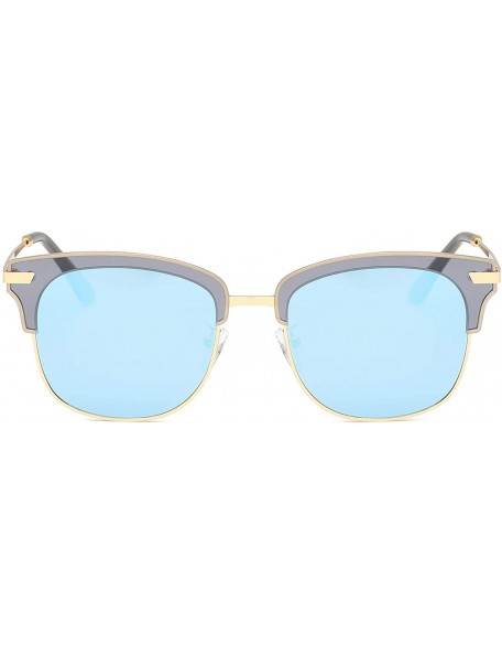 Oversized Semi Rimless Polarized Sunglasses Brand Design 58136C - Magic Blue - CQ18I56UW2A $13.65