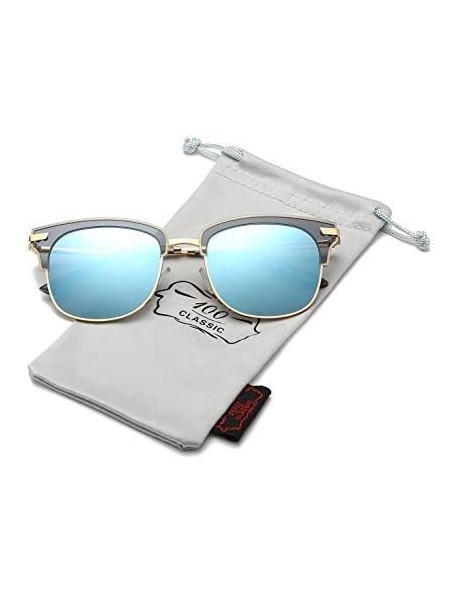 Oversized Semi Rimless Polarized Sunglasses Brand Design 58136C - Magic Blue - CQ18I56UW2A $13.65