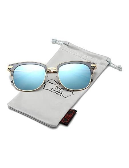 Oversized Semi Rimless Polarized Sunglasses Brand Design 58136C - Magic Blue - CQ18I56UW2A $13.65