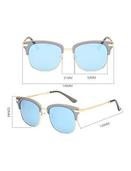Oversized Semi Rimless Polarized Sunglasses Brand Design 58136C - Magic Blue - CQ18I56UW2A $13.65