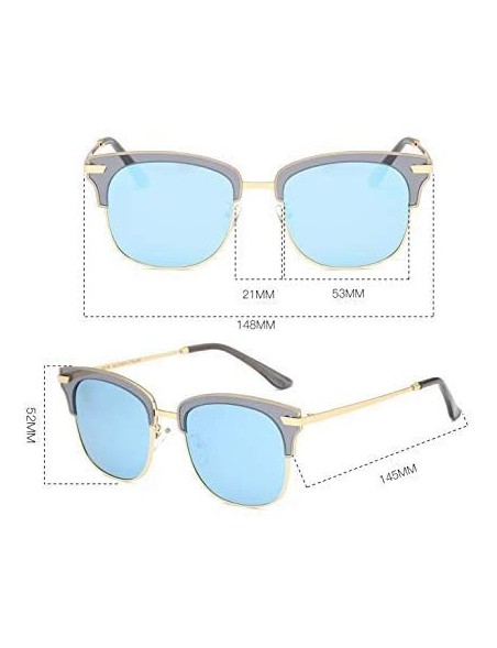 Oversized Semi Rimless Polarized Sunglasses Brand Design 58136C - Magic Blue - CQ18I56UW2A $13.65