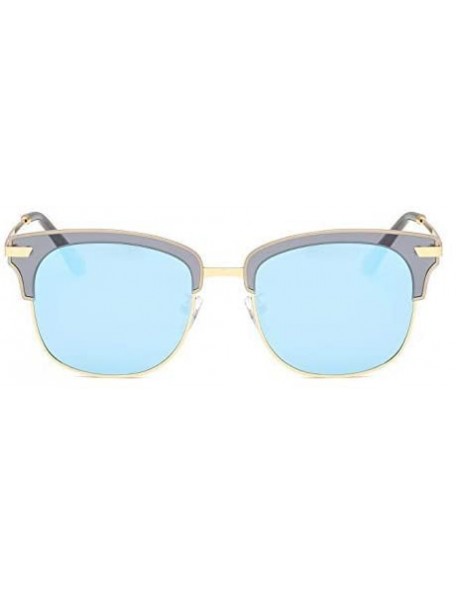 Oversized Semi Rimless Polarized Sunglasses Brand Design 58136C - Magic Blue - CQ18I56UW2A $13.65