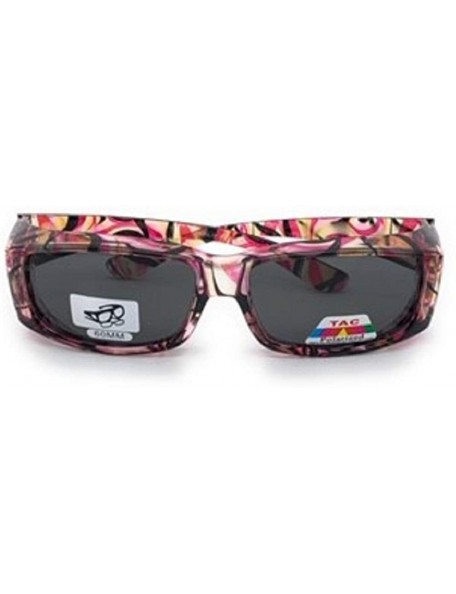 Goggle Polarized Lenscovers Fit Wear Over Glasses Rectangular Sunglasses - 60mm - Pink - C31979XYRID $16.76