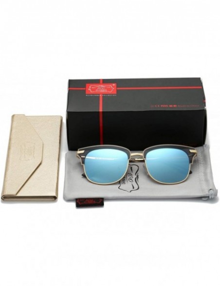 Oversized Semi Rimless Polarized Sunglasses Brand Design 58136C - Magic Blue - CQ18I56UW2A $13.65