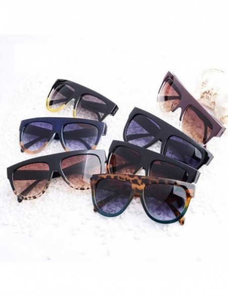 Square Flat Top Oversized Square Sunglasses Women Gradient 2019 Summer Blue Brown - Black Yellow - CO18XAK4WWI $11.75