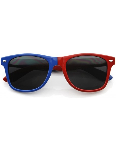 Wayfarer Half & Half Color Combo Horn Rimmed Sunglasses Team Sports Fanatic Sunglasses (Blue-Red Smoke Lens) - CK11988CJ2J $1...