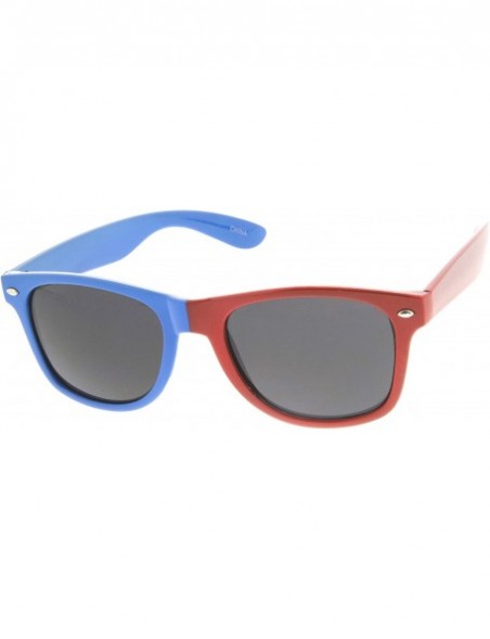 Wayfarer Half & Half Color Combo Horn Rimmed Sunglasses Team Sports Fanatic Sunglasses (Blue-Red Smoke Lens) - CK11988CJ2J $1...