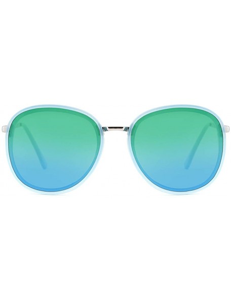 Oversized Fashion Sunglasses for Women Oversized Round Metal Frame UV400 Protection Tinted Lenses - Green - C418ZTSUZCI $15.60