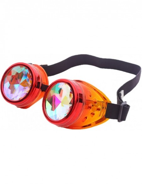Sport Kaleidoscope Rave Goggles Steampunk Glasses with Rainbow Crystal Glass Lens - Red-orange - CV18GGS72ZO $12.52