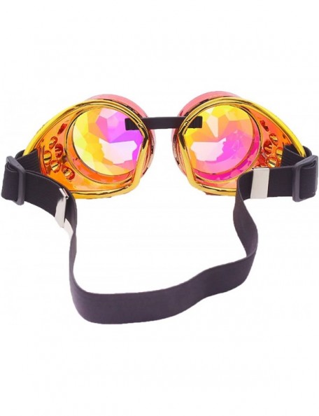 Sport Kaleidoscope Rave Goggles Steampunk Glasses with Rainbow Crystal Glass Lens - Red-orange - CV18GGS72ZO $12.52