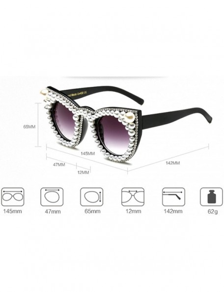 Round Womens Sunglasses Diamond and White Pearls Decorated Eye Glasses-yhl - Pearl-black - CS12MFNI0OJ $12.34