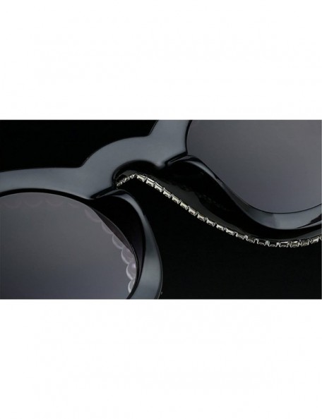 Round Womens Sunglasses Diamond and White Pearls Decorated Eye Glasses-yhl - Pearl-black - CS12MFNI0OJ $12.34