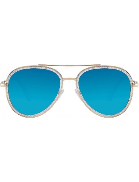 Oversized Double BridgeMetal Aviator Men Women Designer Sunglasses with Pouch - CE18WUCZ59Q $7.93