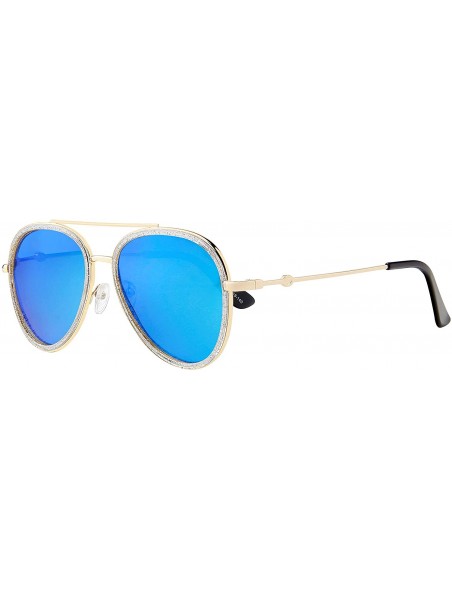 Oversized Double BridgeMetal Aviator Men Women Designer Sunglasses with Pouch - CE18WUCZ59Q $7.93