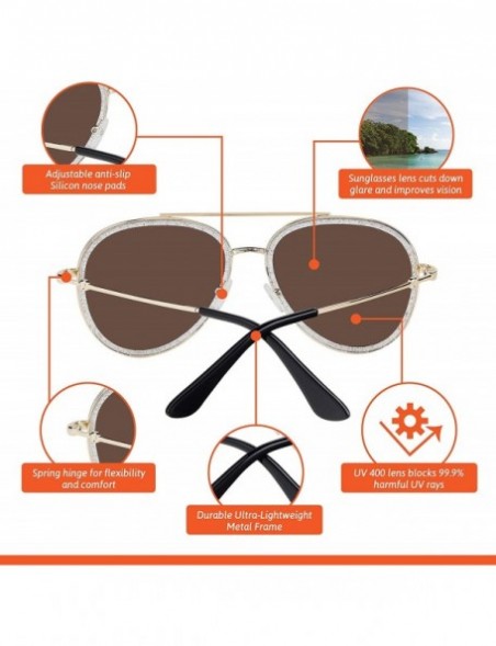 Oversized Double BridgeMetal Aviator Men Women Designer Sunglasses with Pouch - CE18WUCZ59Q $7.93