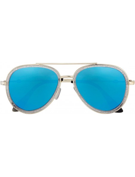 Oversized Double BridgeMetal Aviator Men Women Designer Sunglasses with Pouch - CE18WUCZ59Q $7.93