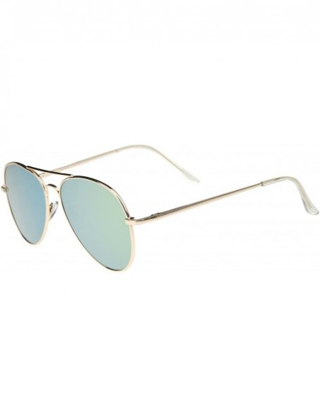 Aviator Small Full Metal Color Mirror Teardrop Flat Lens Aviator Sunglasses 56mm - Gold / Yellow Mirror - C412K5F8JL3 $13.01