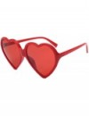 Rimless Women Fashion Unisex Heart-shaped Shades Sunglasses Integrated UV Glasses - Red - CM18TR23DEO $13.97