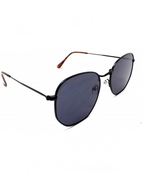 Aviator Classic Metal Wire Frame Round Aviator Sunglasses w/Flat Lenses - Metallic Black & Tortoise Frame - CZ18UKLIG72 $10.11